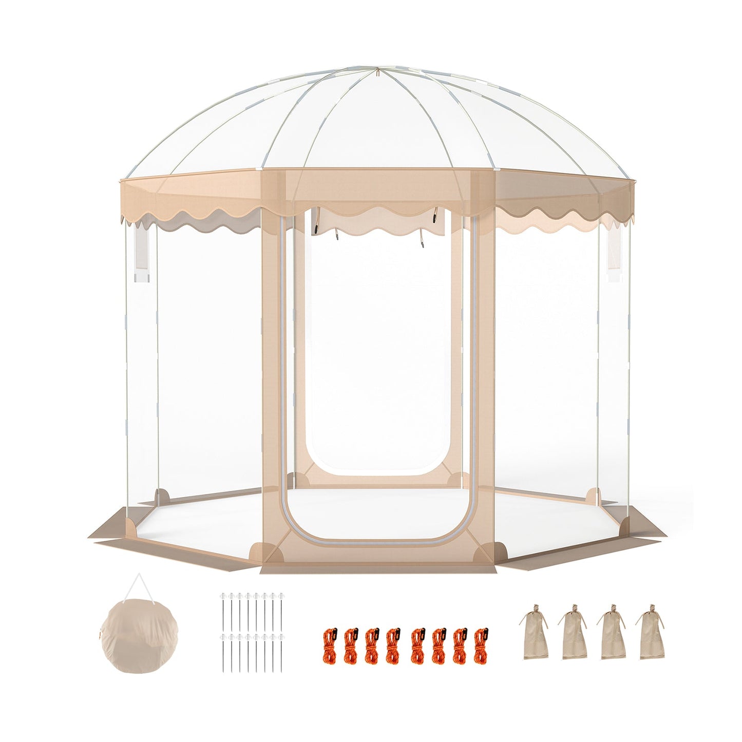 Pop Up Bubble Tent 10x10 FT for 8-10 People Weatherproof Pod with 540° Panoramic Clear PVC