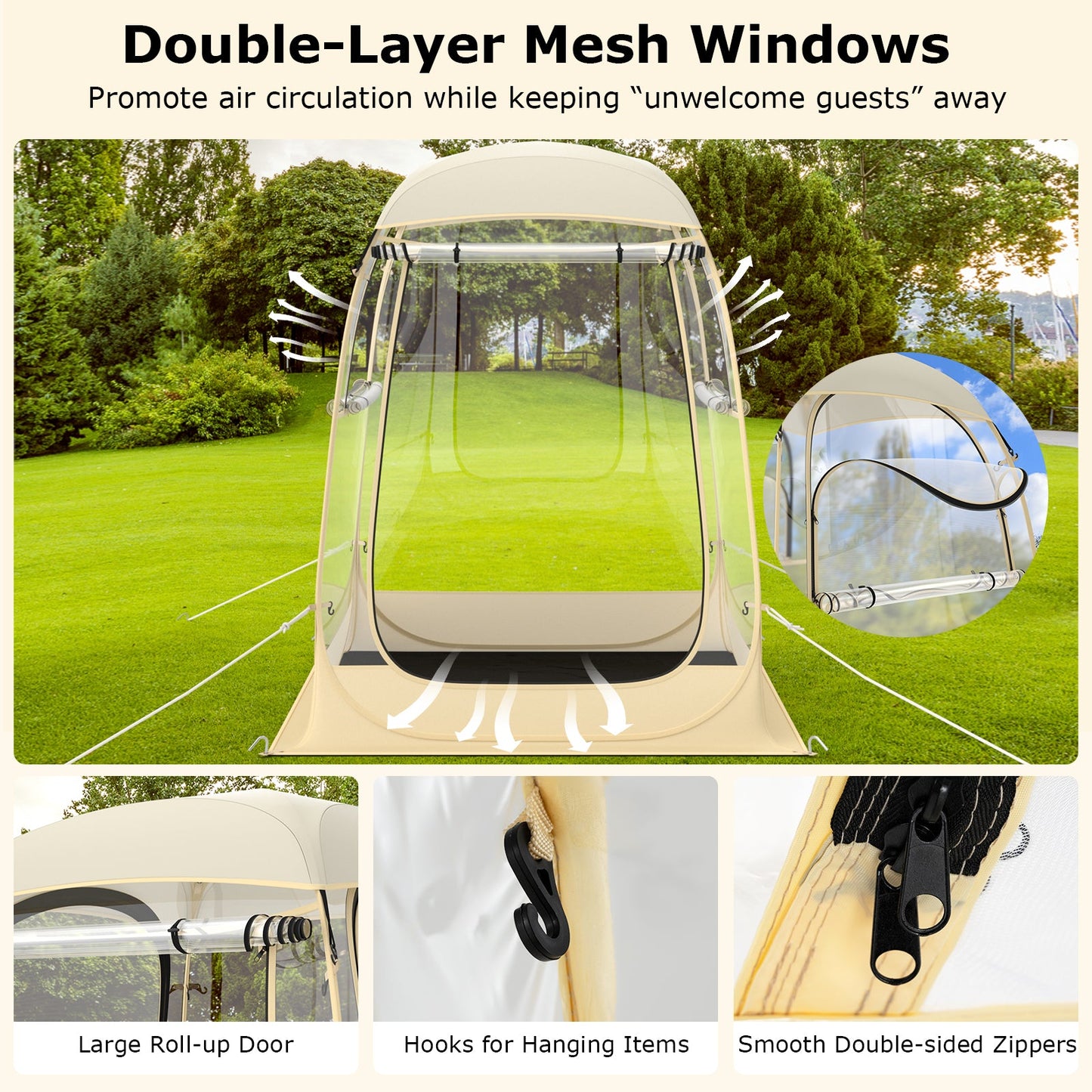 Instant Pop up Sports Tent with Carrying Bag and Floor Mat for 1-2/5-6 People