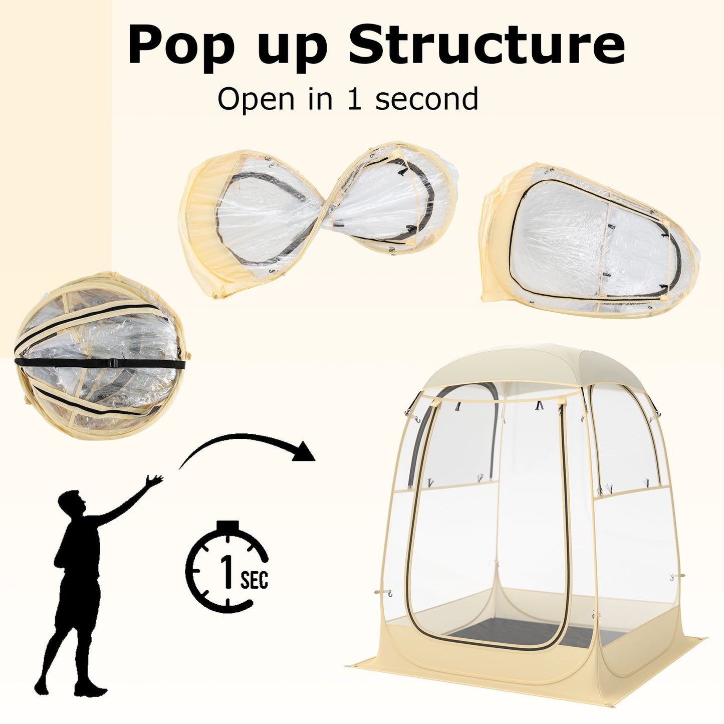 Instant Pop up Sports Tent with Carrying Bag and Floor Mat for 1-2/5-6 People