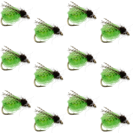 LaFontaine Bright Green Deep Sparkle Caddis Pupa - 1 Dozen Flies Hook Size 16