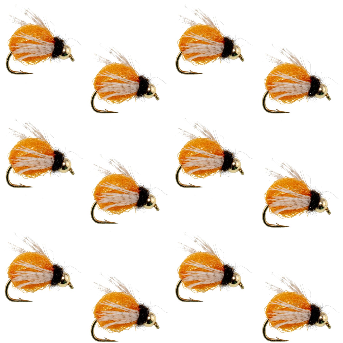 Bead Head LaFontaine Amber Deep Sparkle Caddis Pupa - 1 Dozen Flies Hook Size 12