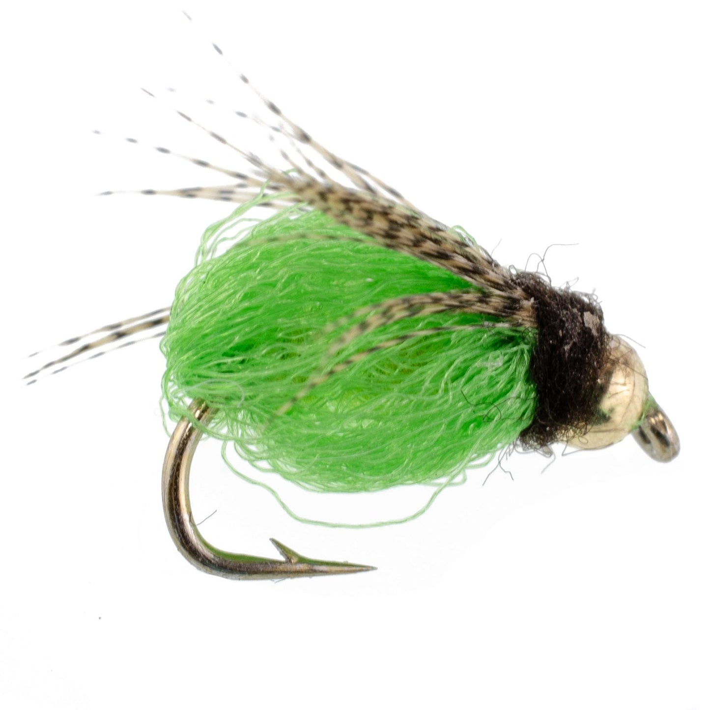 Bead Head LaFontaine Green Deep Sparkle Caddis Pupa - 12 Flies Size 12