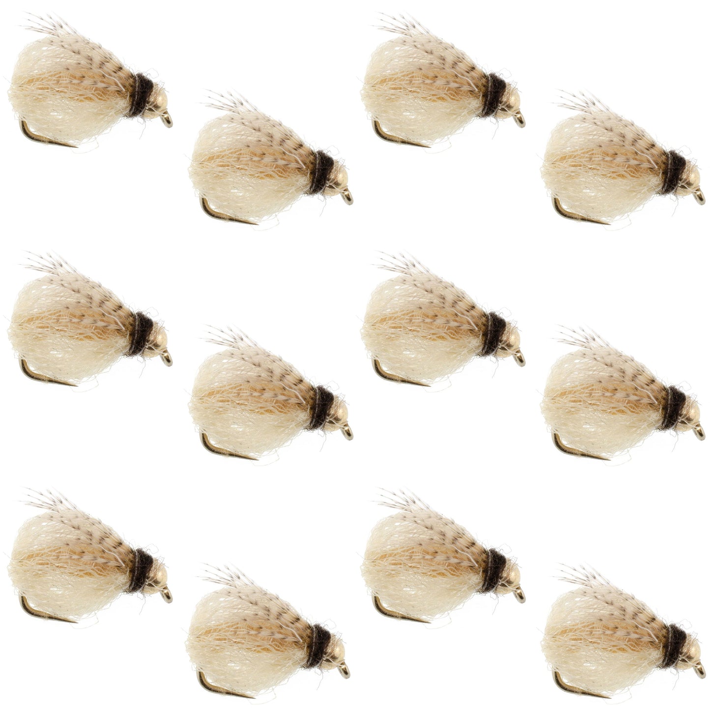 Bead Head LaFontaine Tan Deep Sparkle Caddis Pupa - 12 Flies Size 18