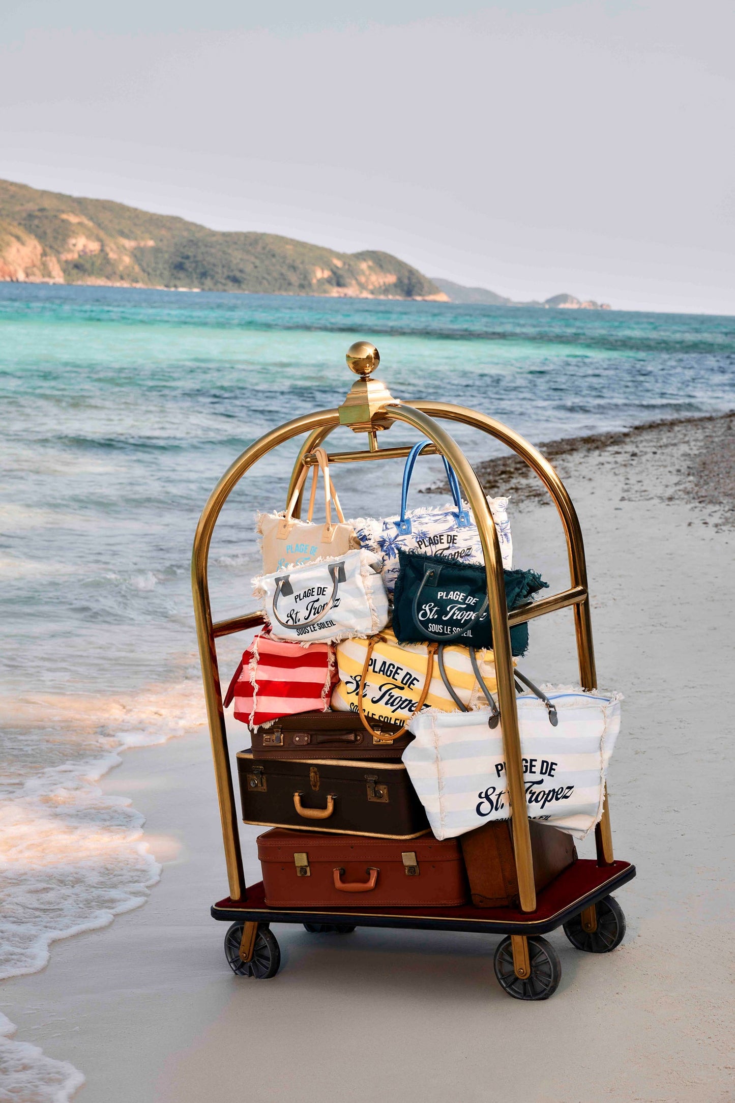 Saint Tropez Tote Bag In White & Sky Blue