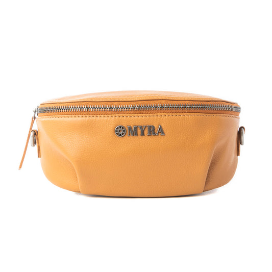 Myra Compass Mesa Leather Fanny Pack in Honey Cloud
