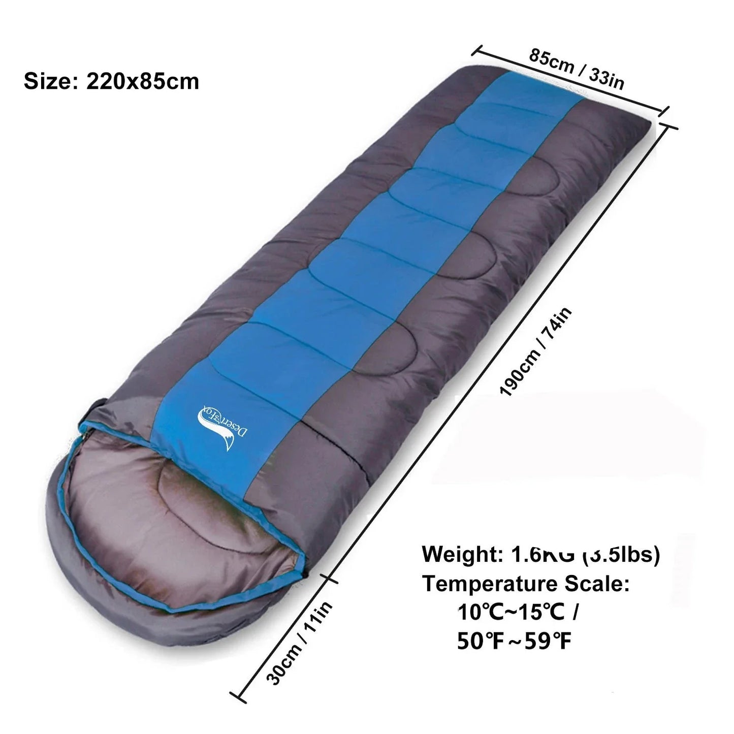 Camping Sleeping Bag Lightweight 4 Season Warm & Cold Envelope