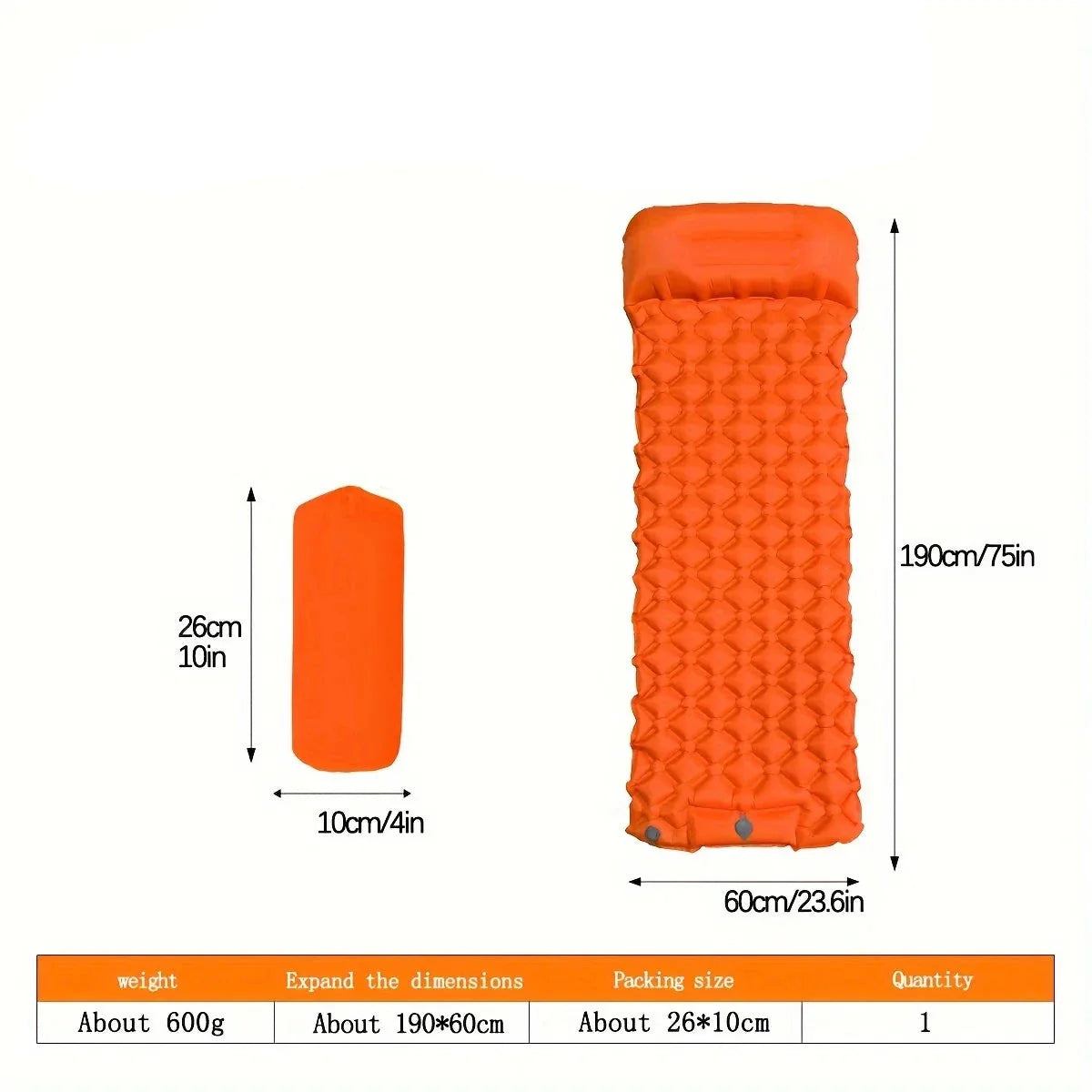 Ultralight Inflatable Camping Mattress with Pillow