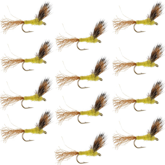 Sparkle Dun Pale Morning Dun PMD Yellow Body Mayfly 12 Flies Hook size 16