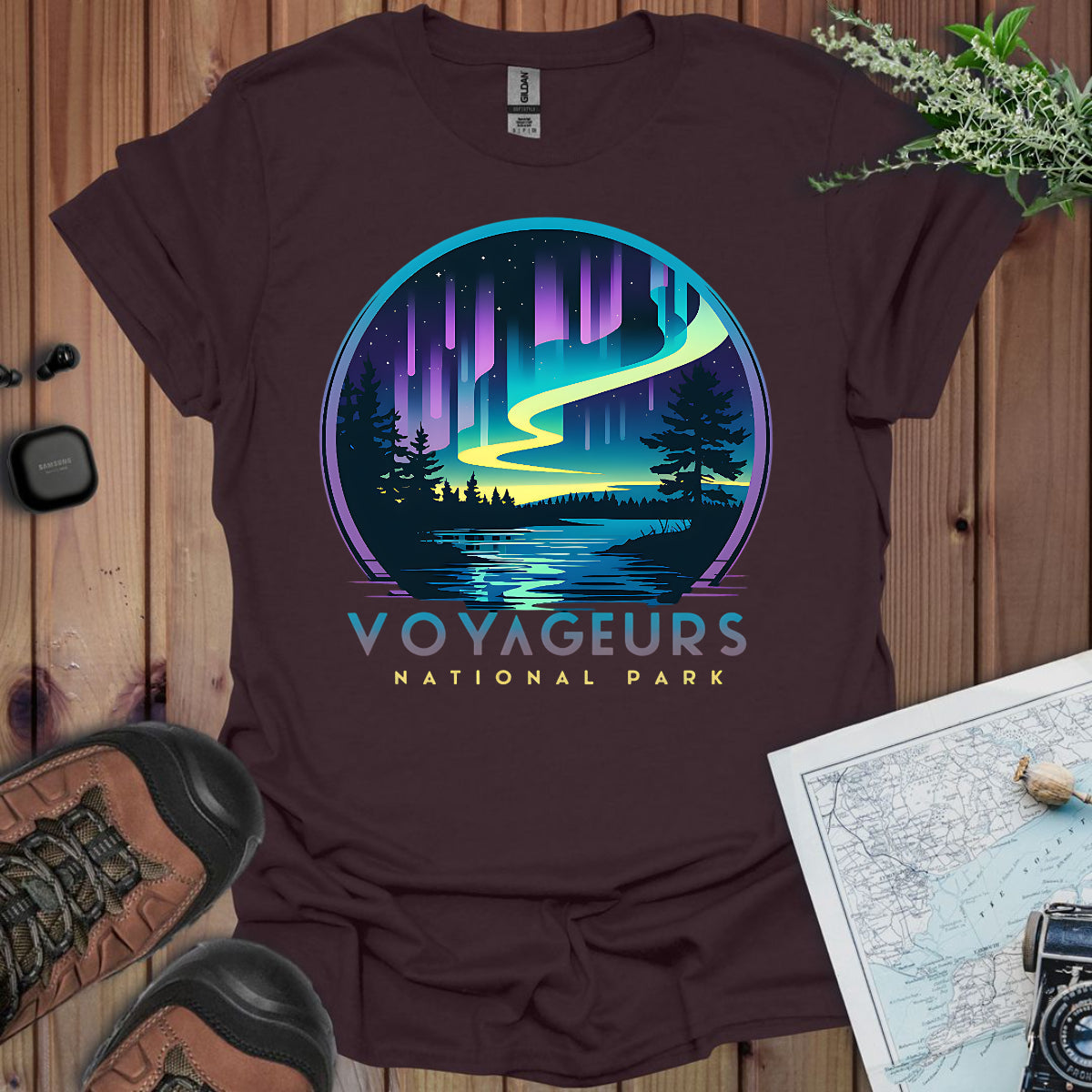 Voyageurs National Park Unisex T-Shirt Aurora Borealis