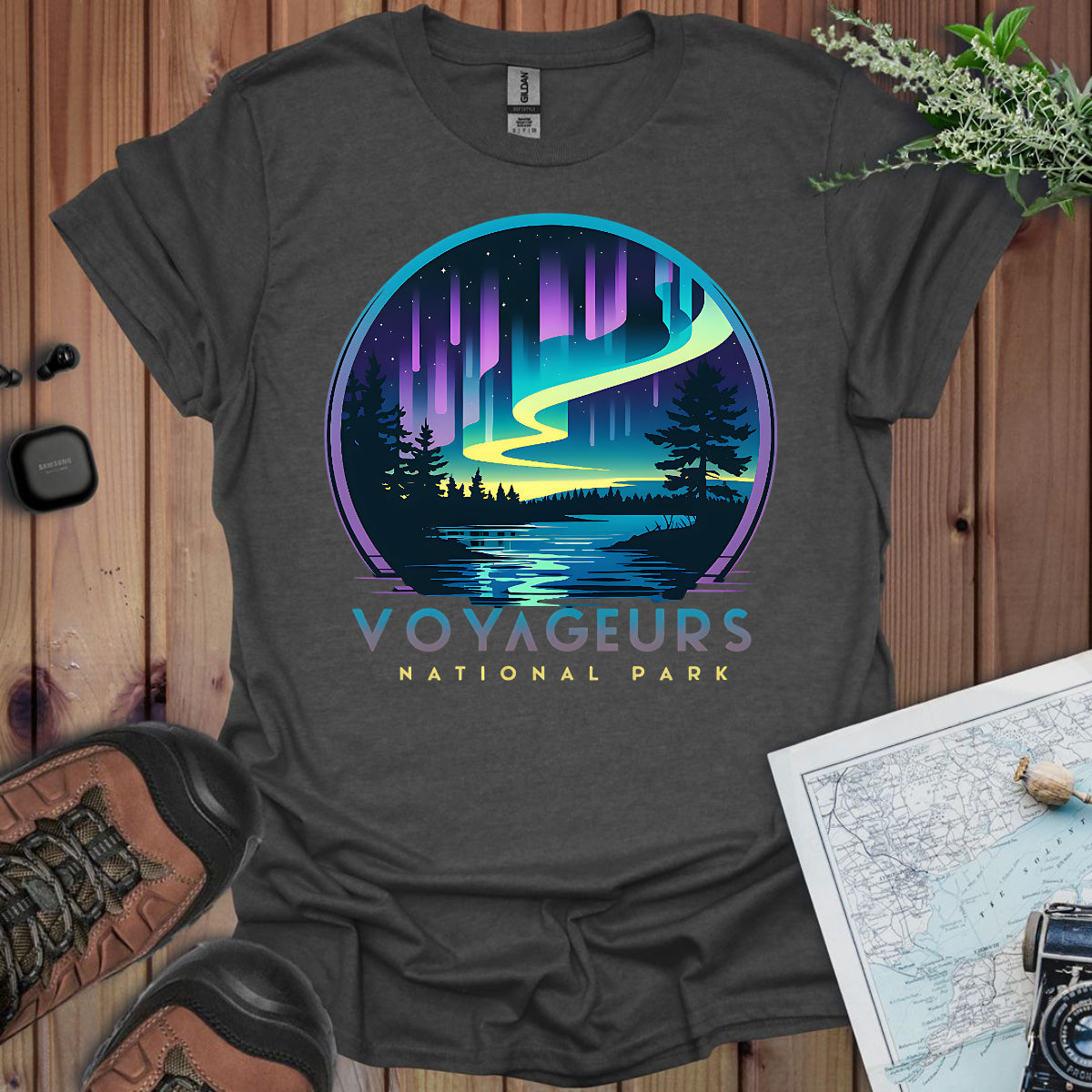 Voyageurs National Park Unisex T-Shirt Aurora Borealis