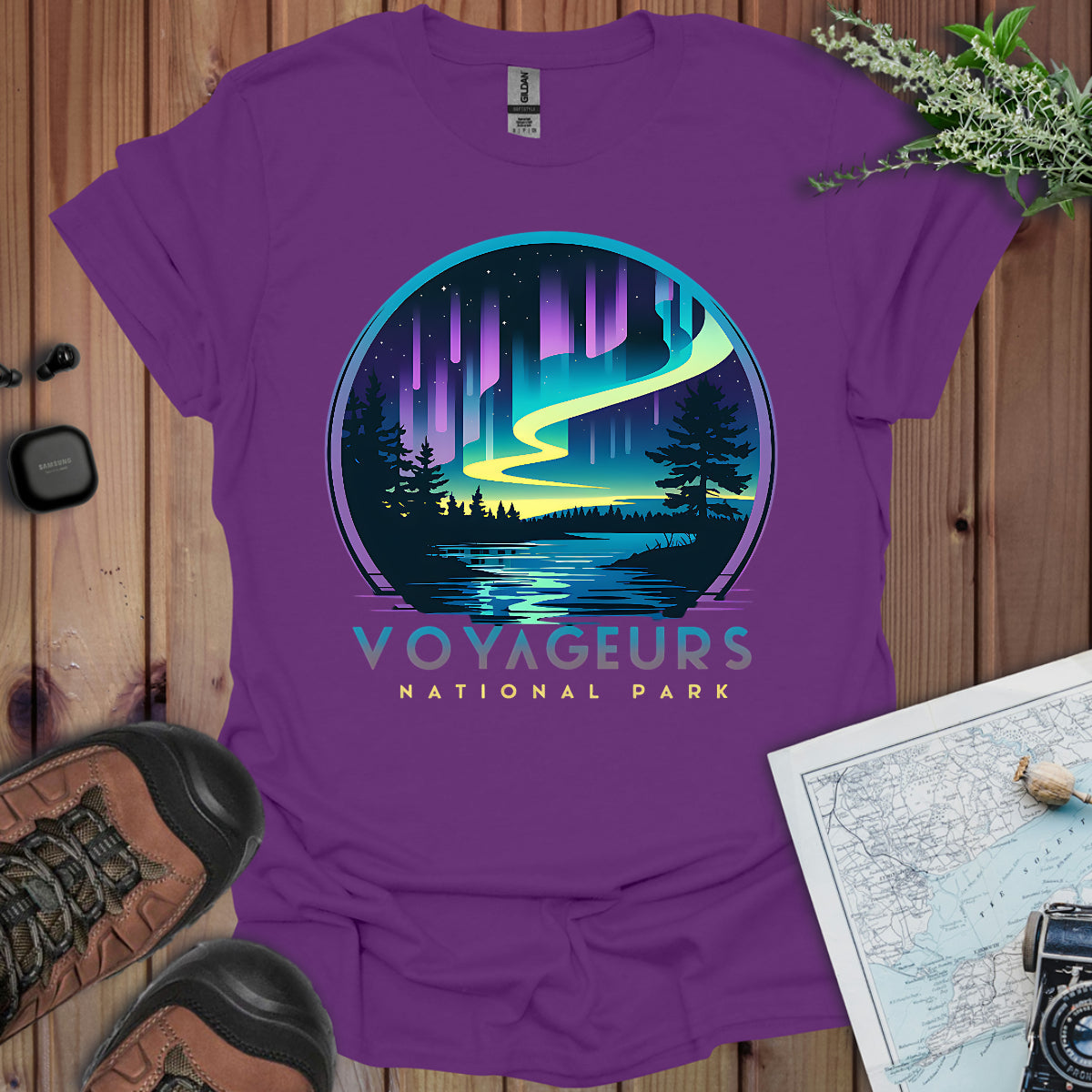 Voyageurs National Park Unisex T-Shirt Aurora Borealis