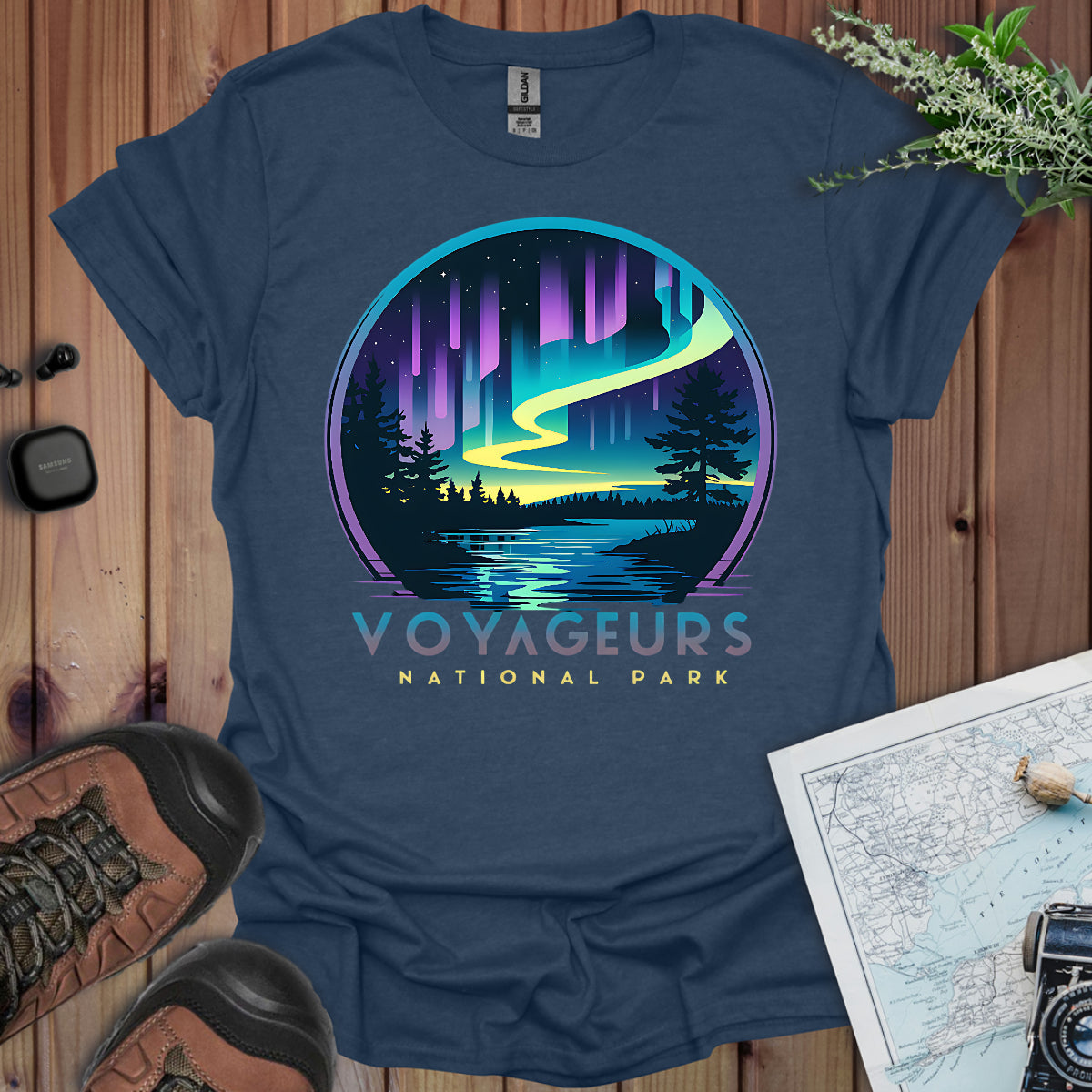 Voyageurs National Park Unisex T-Shirt Aurora Borealis