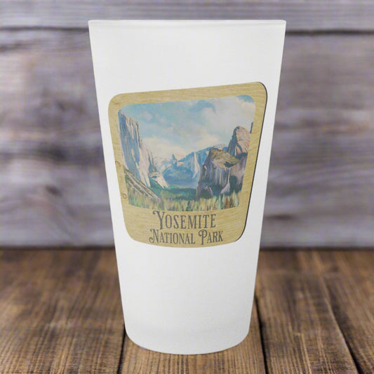 Yosemite National Park Frosted Pint Glass Sign