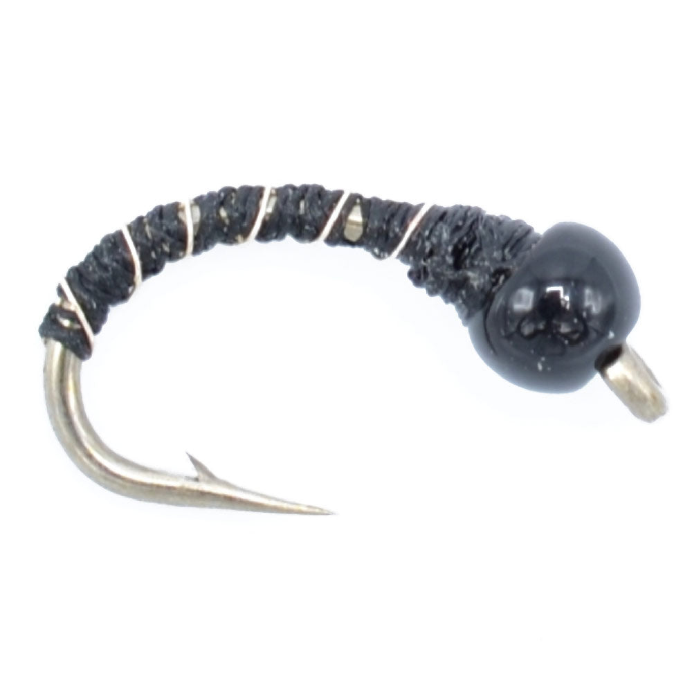 Black Zebra Midge - Black Bead Head - 1 Dozen - Size 24 - Tailwater and Lake Fly Fishing Flies