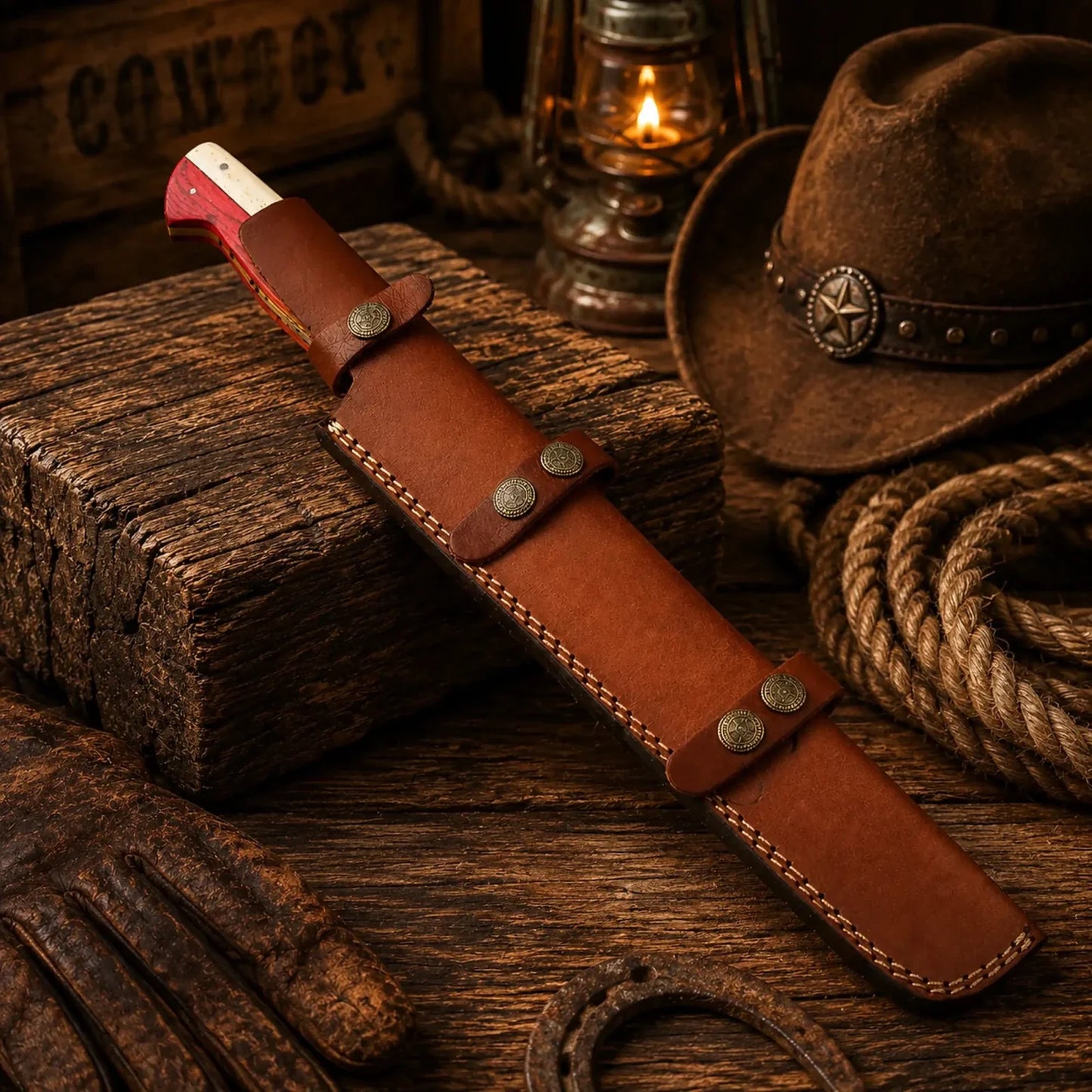 Brisket Chef Knife – D2 Steel Blade Texas Flag Handle