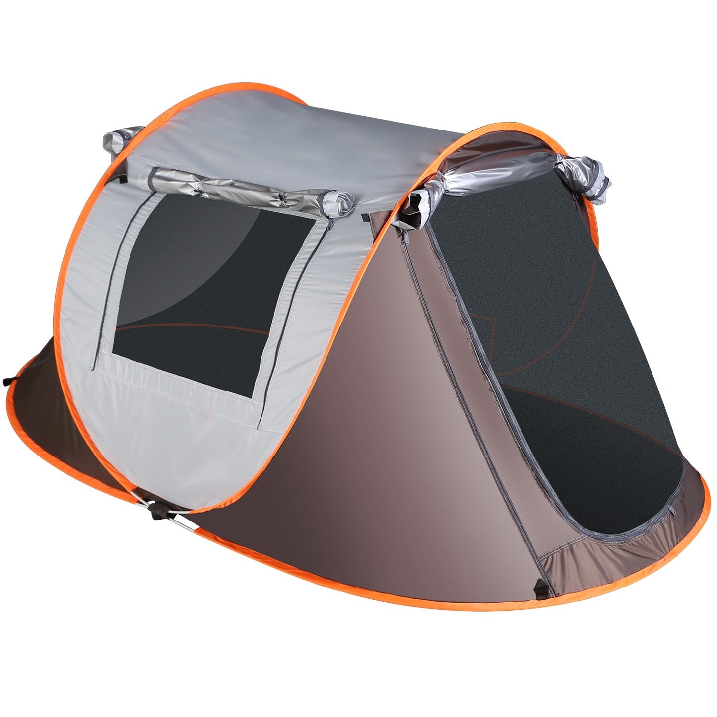 3-4 Person Pop Up Tent Automatic Setup Camping Tent Waterproof Instant Setup Tent with 2 Mosquito Net Windows Carrying Bag for Hiking Climbing Adventu