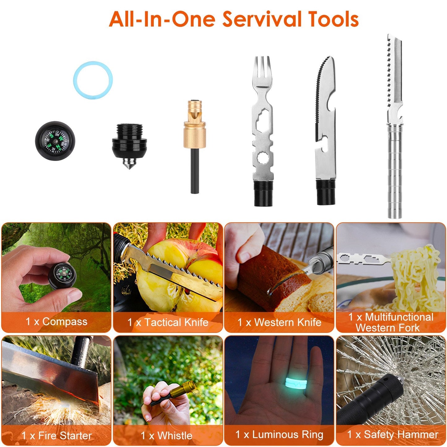 Multifunctional Shovel Axe Set Camping Survival Shovel Multitool Emergency Survival Gear with Extension Handles Carrying Box