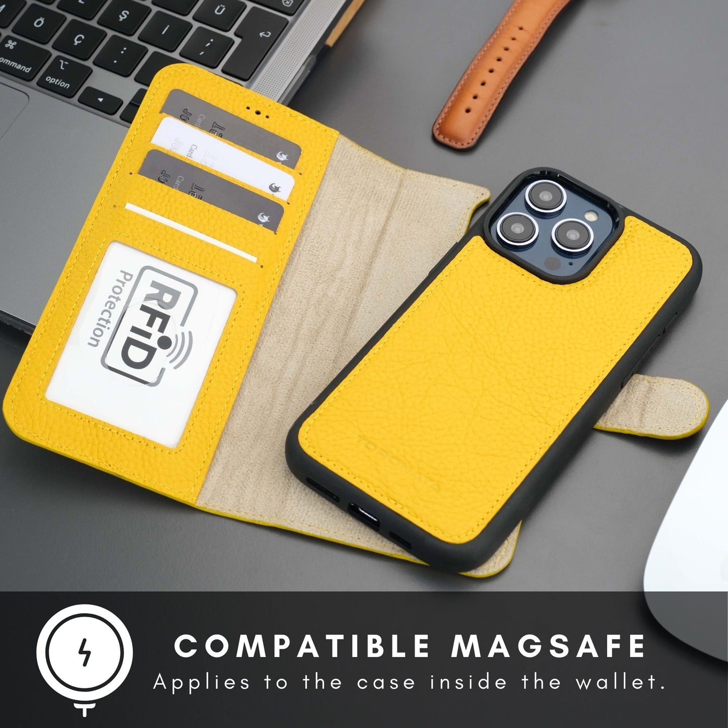 Casper Leather iPhone 15 Pro Max Wallet Case | Detachable MagSafe Compatible RFID Protection