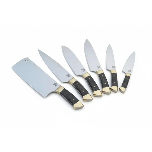 440c stainless steel Kitchen Knives Set With Beautiful Leather Roll Kit DK-0091