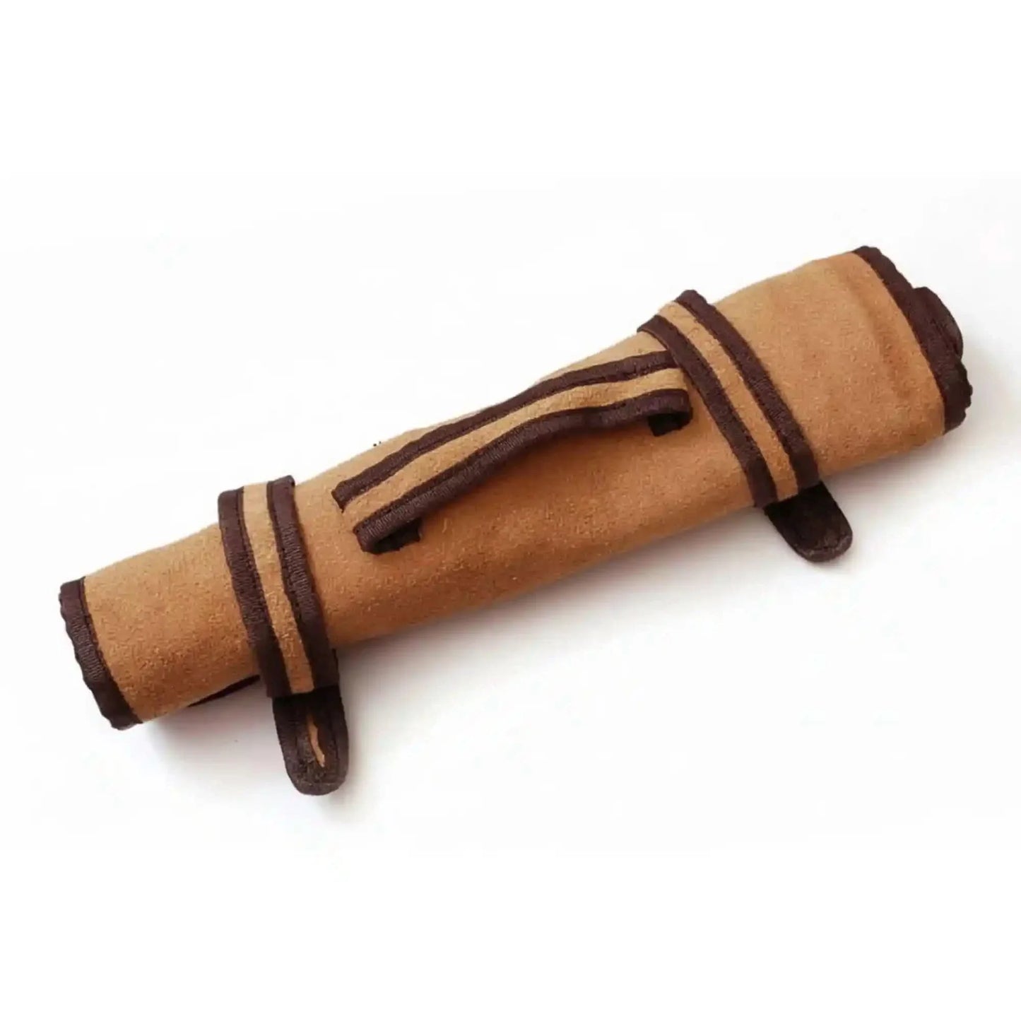 6-Piece Damascus Kitchen Knife Set — Chef, Bread, Fillet, Cleaver & Utility Knives with White Bone and Red Wood Handles, Leather Roll & Sharpener