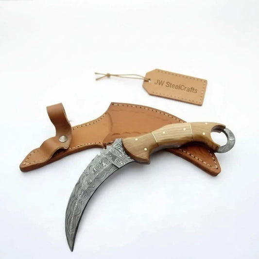 Custom Handmade Damascus Steel  Full Tang Karambit Knife