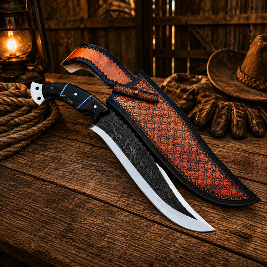 Custom Hunting Knife D2 Steel Cowboy Style Fixed Blade Knife