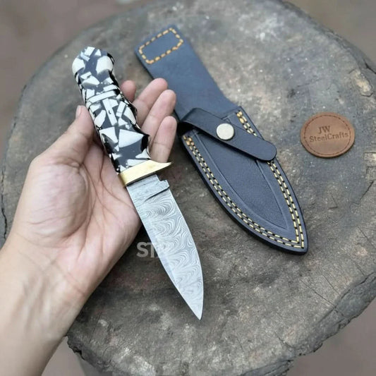 Handmade 7 Inch Damascus Outdoor Utility Knife – Multiple Handle Options
