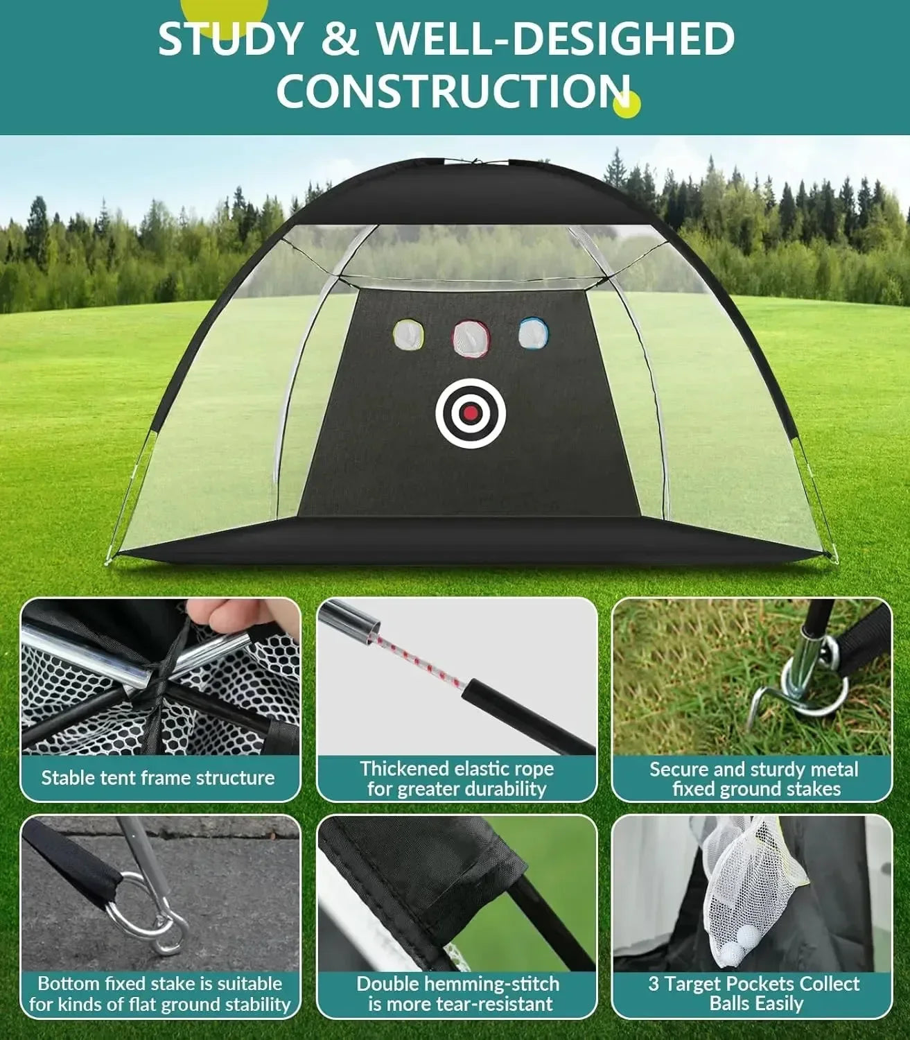 SwingRex 10x7 Golf Practice Net – Golf Hitting Net for Backyard & Garage
