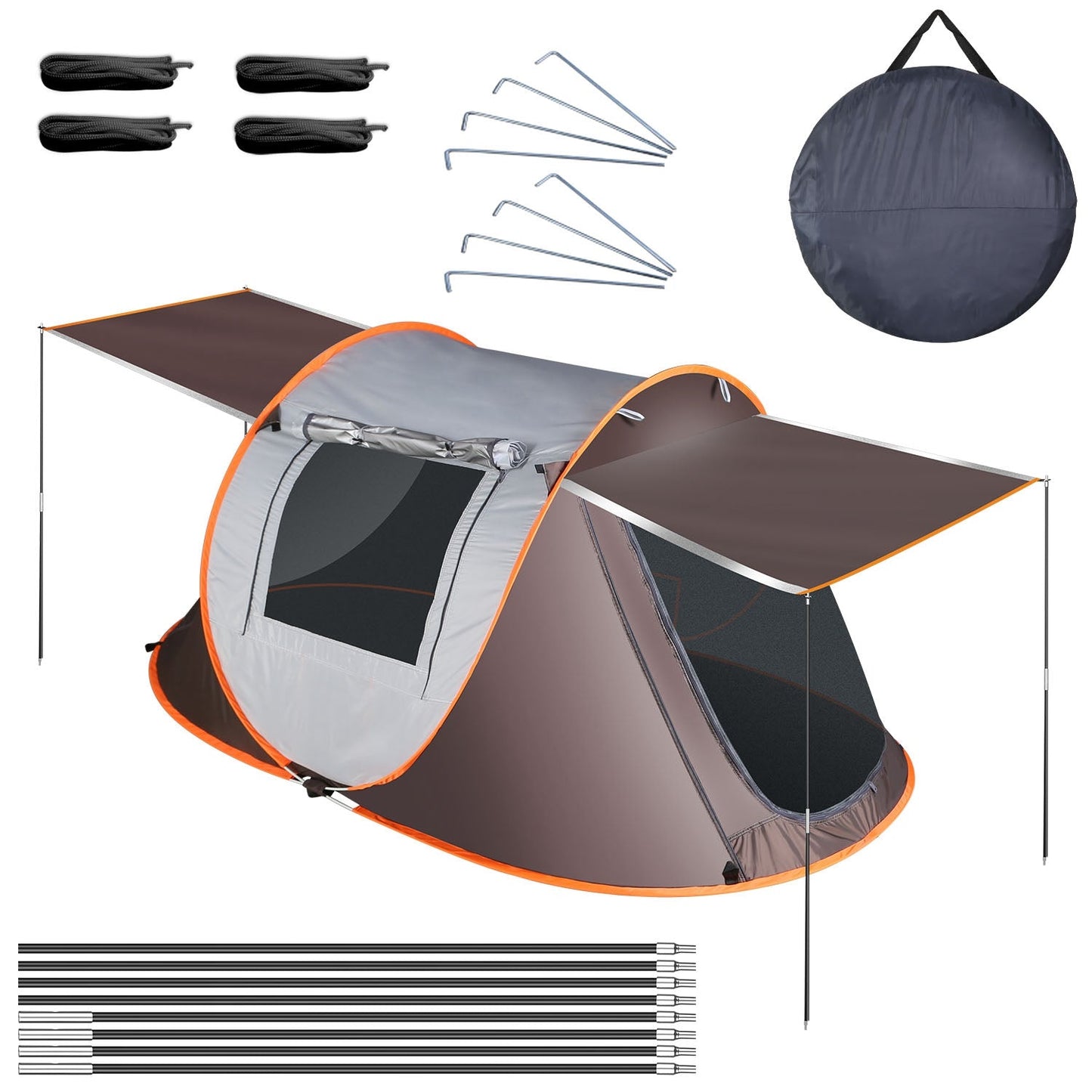 3-4 Person Pop Up Tent Automatic Setup Camping Tent Waterproof Instant Setup Tent with 2 Mosquito Net Windows Carrying Bag for Hiking Climbing Adventu