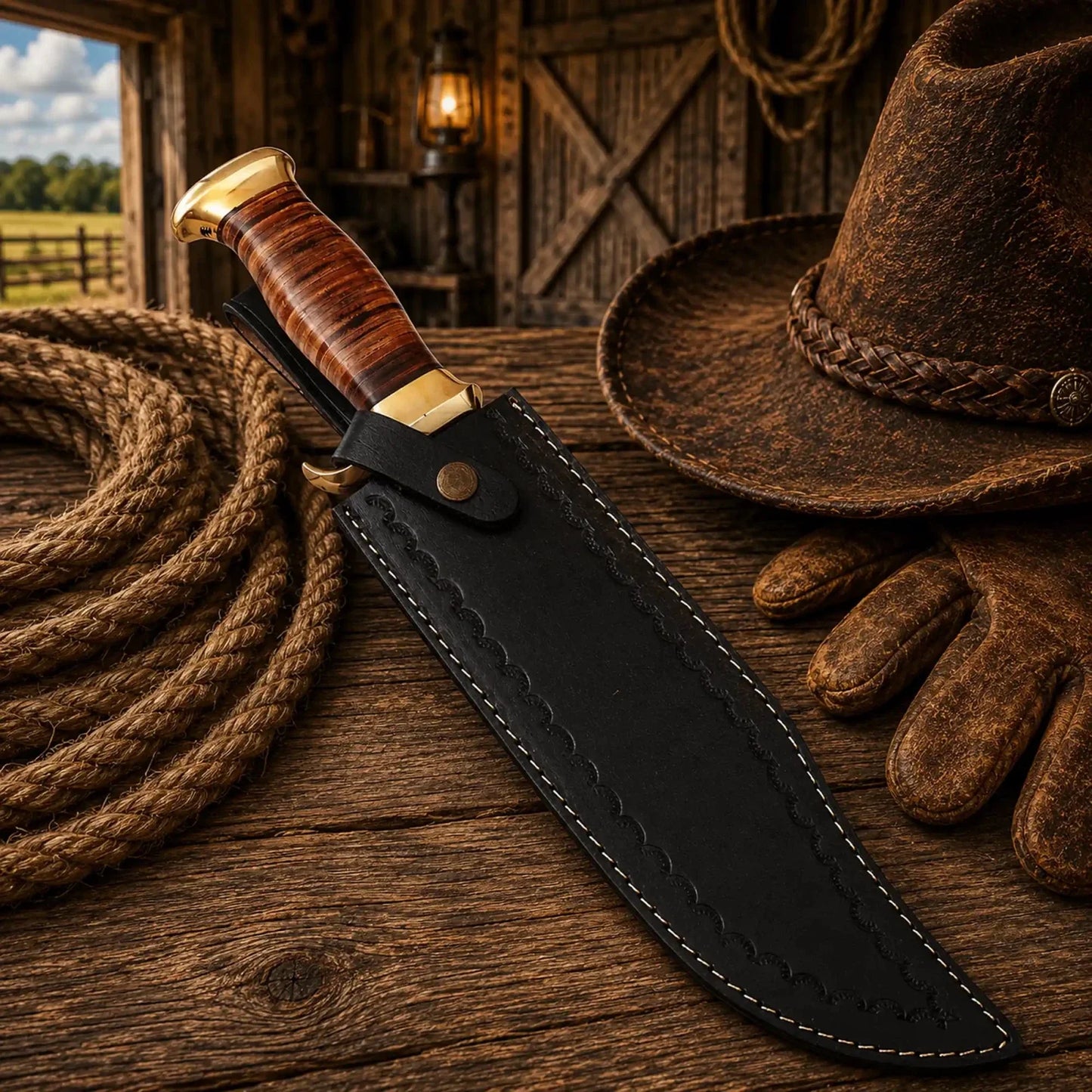 Dundee Style Bowie Knife – 440C Steel Acid Etched Blade
