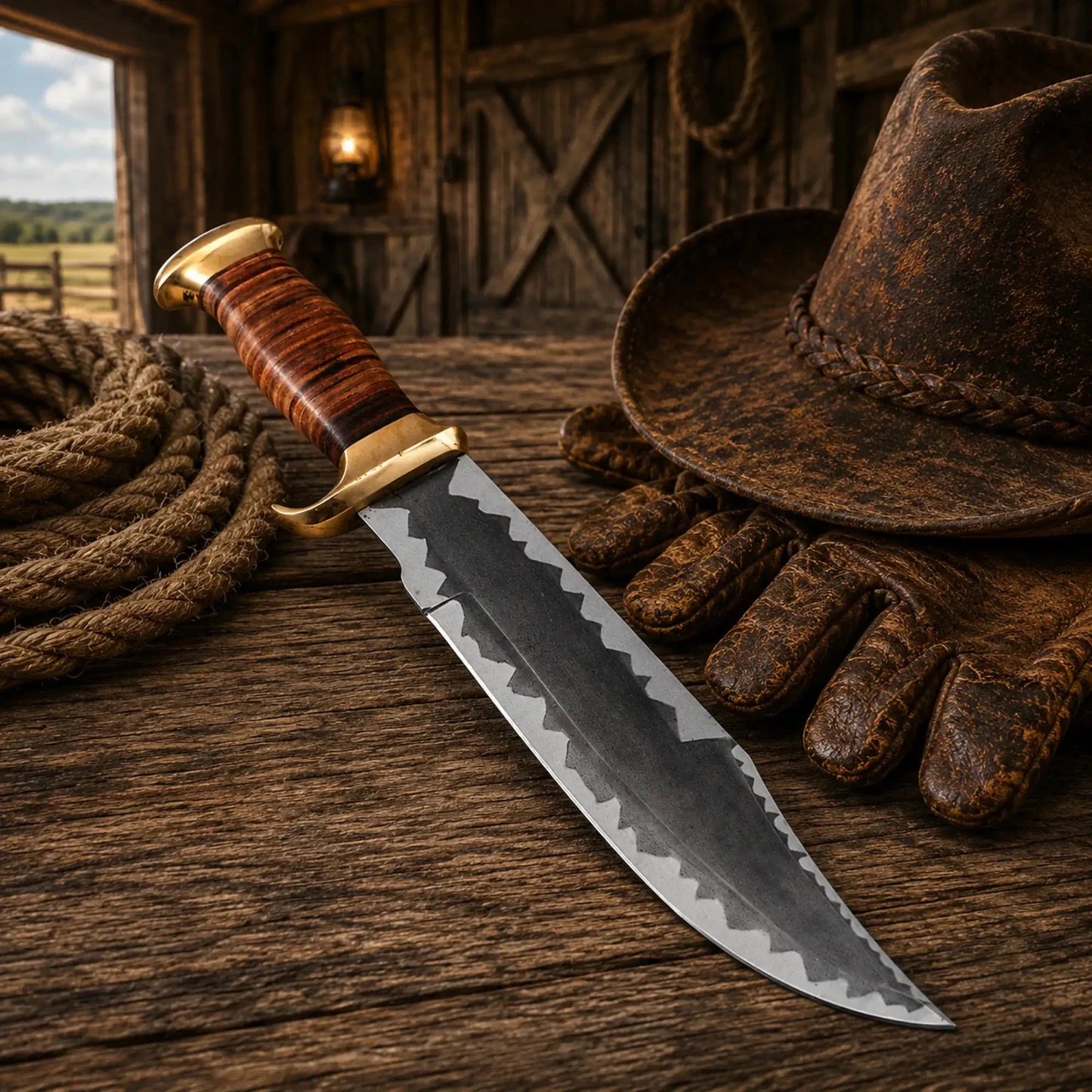 Dundee Style Bowie Knife – 440C Steel Acid Etched Blade