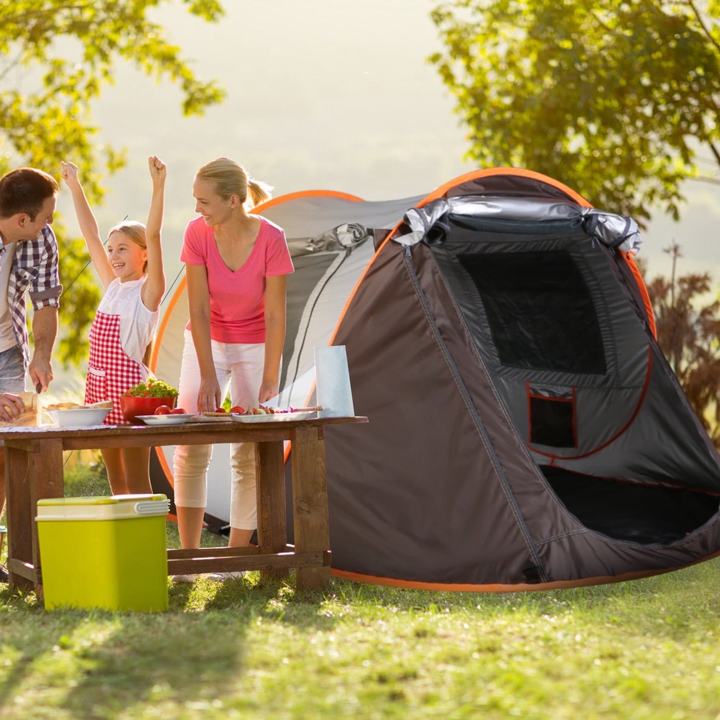 3-4 Person Pop Up Tent Automatic Setup Camping Tent Waterproof Instant Setup Tent with 2 Mosquito Net Windows Carrying Bag for Hiking Climbing Adventu