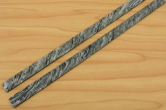 20 Inch Damascus Steel Billet Bar Pair 1.5 Inch Wide Pattern Welded Stock for Knife Blades and Tool Making