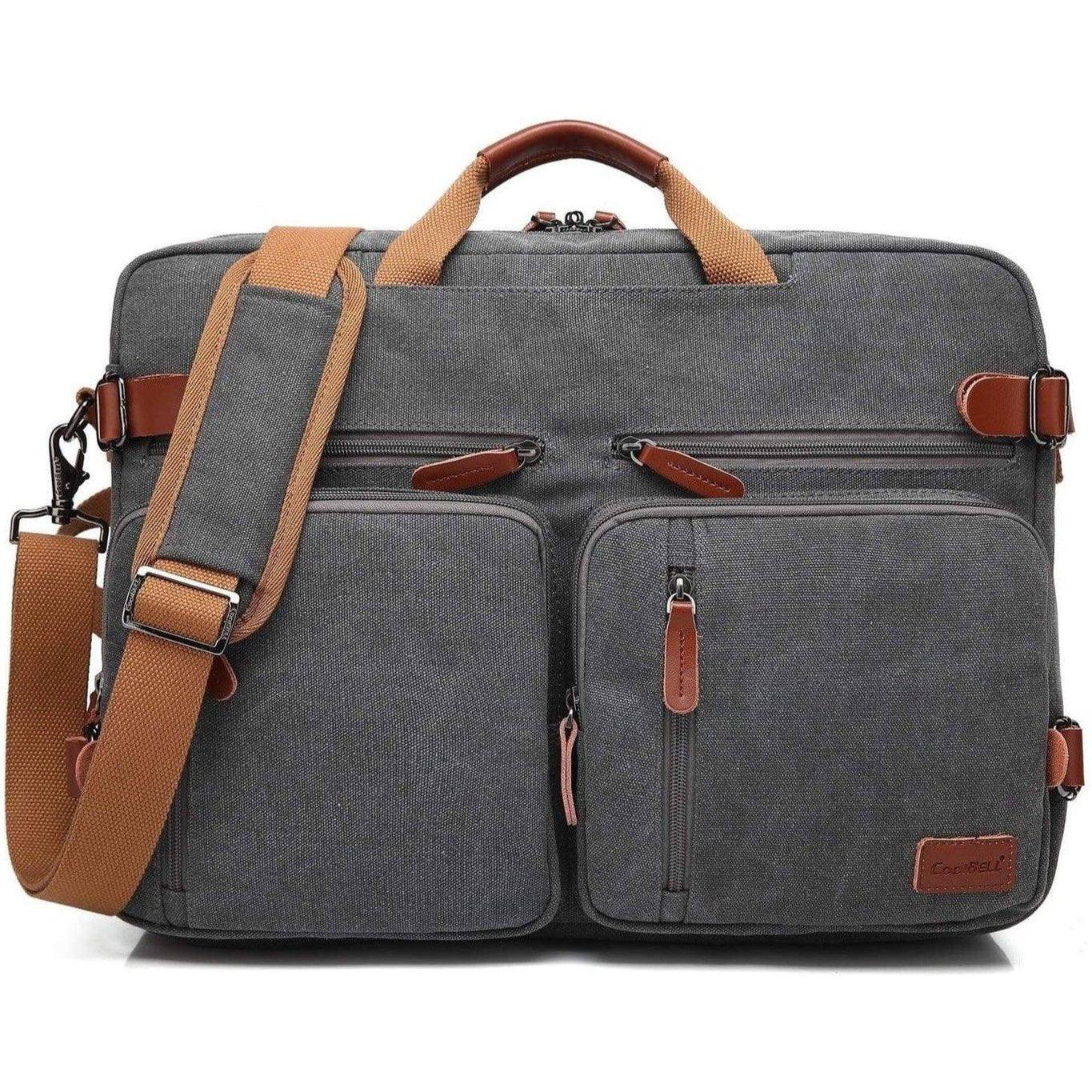 Oxford Canvas Messenger Bag – 3-in-1 Convertible Laptop Briefcase