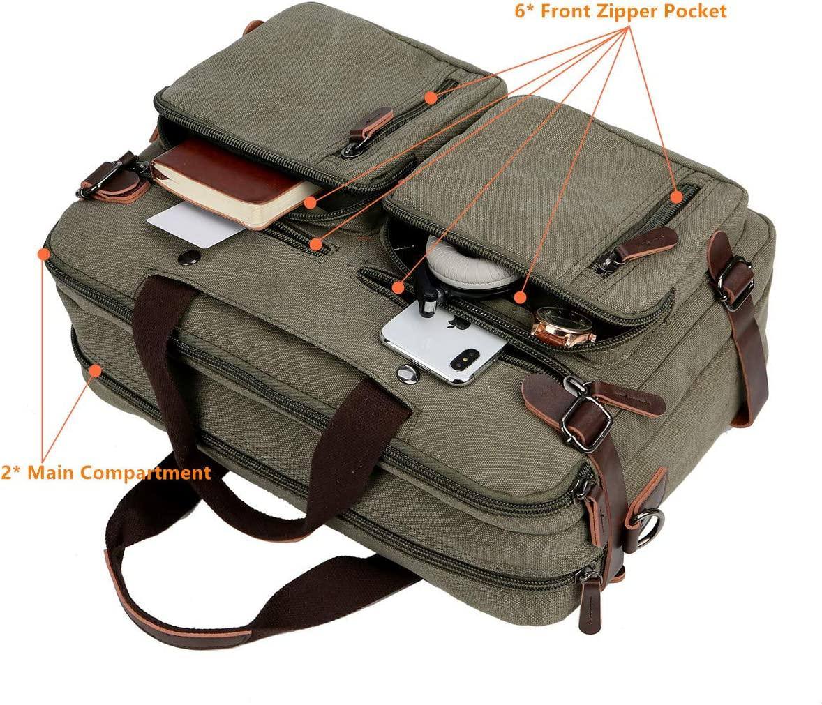 Convertible Briefcase Backpack – 3-in-1 Laptop Bag (17″) with Red Lining