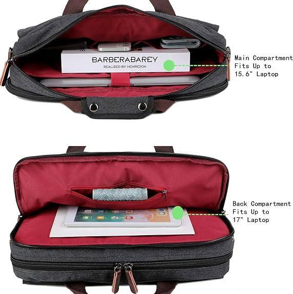 Washed Canvas Laptop Bag – Lightweight 17″ Work & Travel Briefcase