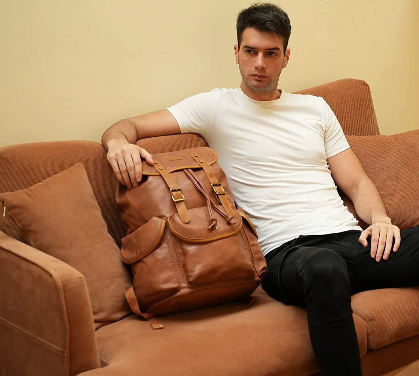 Vegan Leather Laptop Backpack – 15.6″ Eco-Friendly Professional Pack