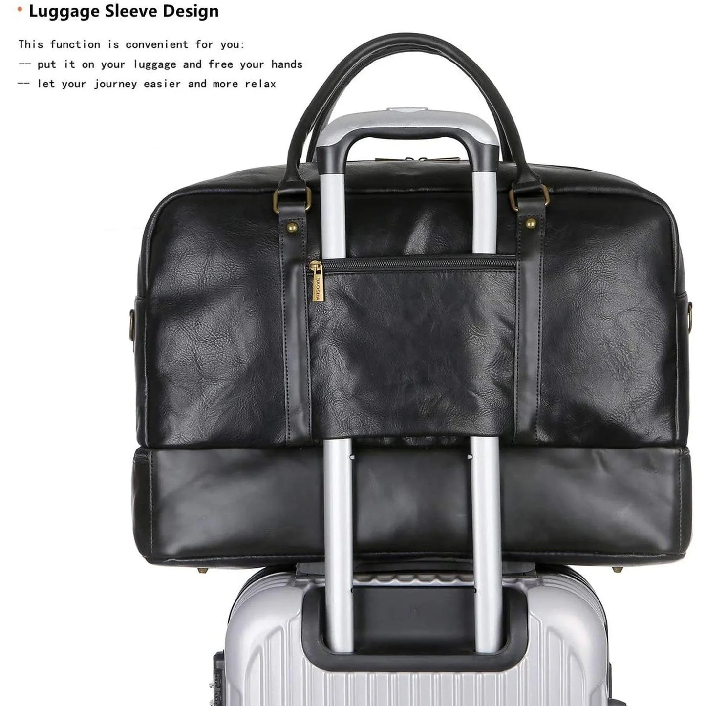 20″ Stylish Duffle Bag – Vegan Leather Weekender with Real Leather Accents