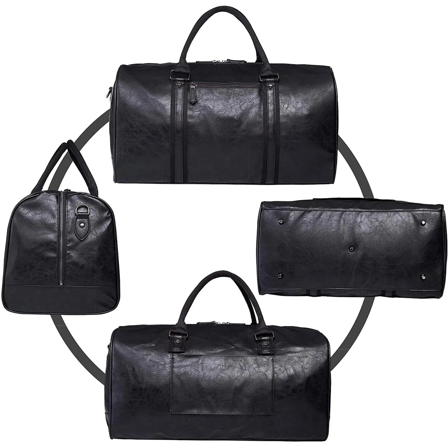 21″ Oversized Leather Travel Duffel Bag – Premium 52L Weekender