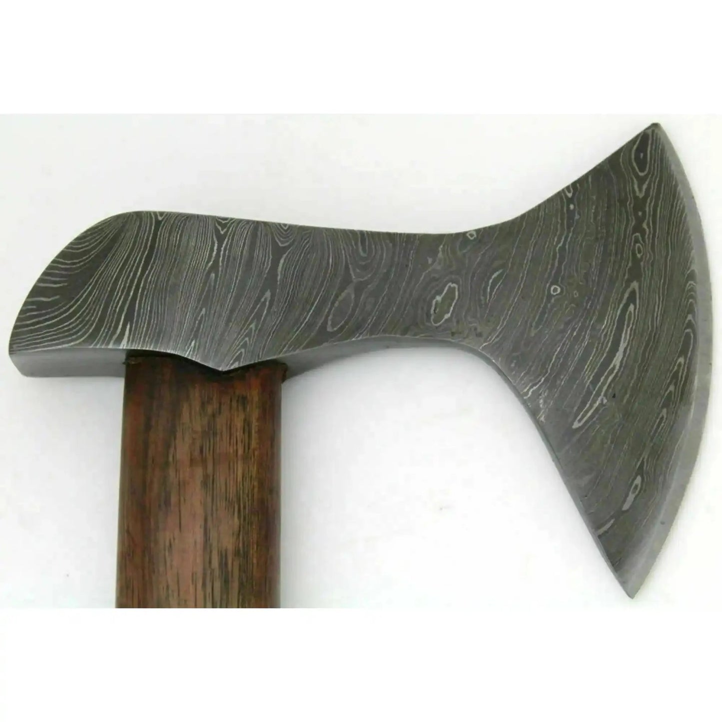Hand Forged Damascus Steel Viking Axe – True Layered Bearded Axe with Hardwood Handle & Leather Sheath | JW SteelCrafts