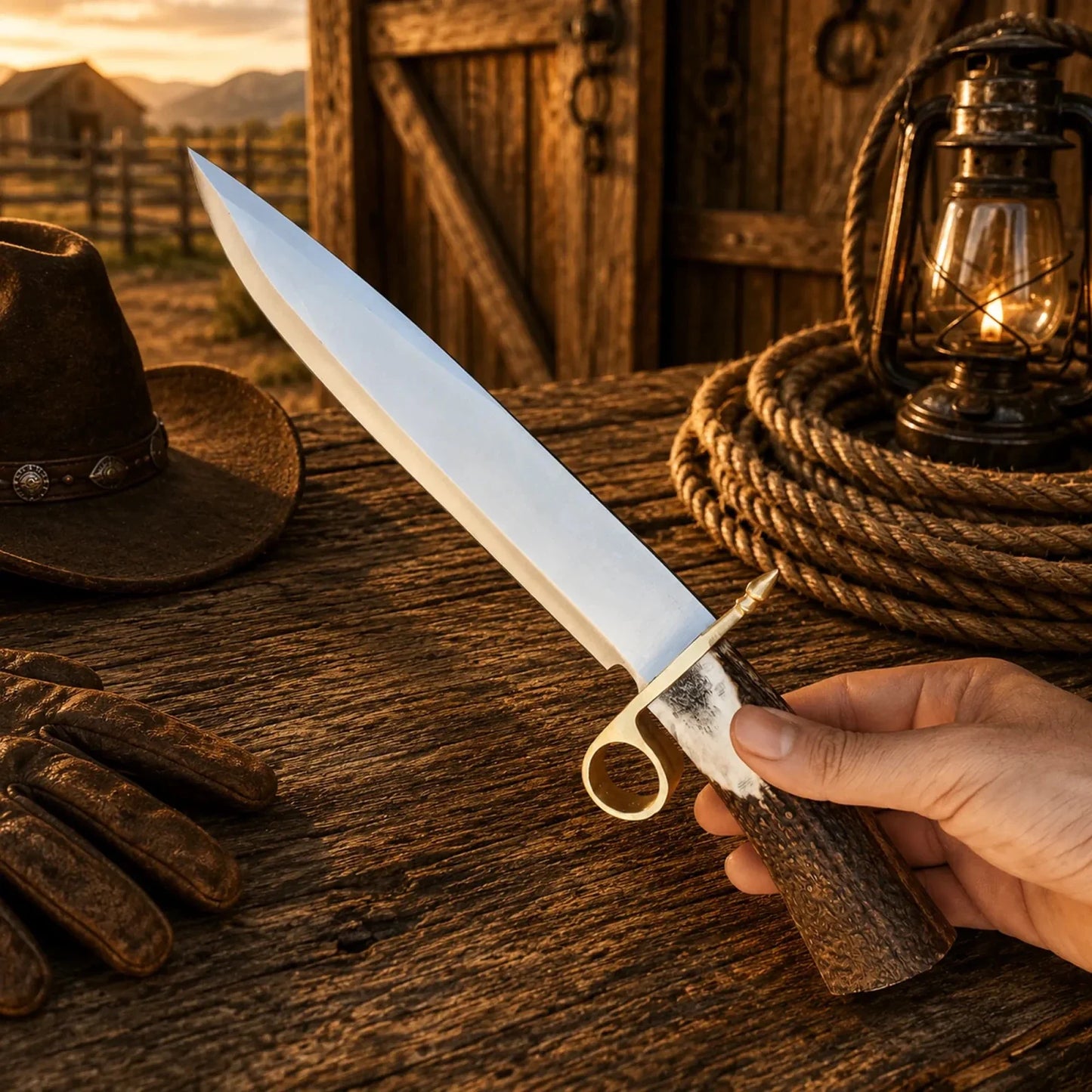 Handmade Bowie Knife D2 Steel Real Stag Antler Handle