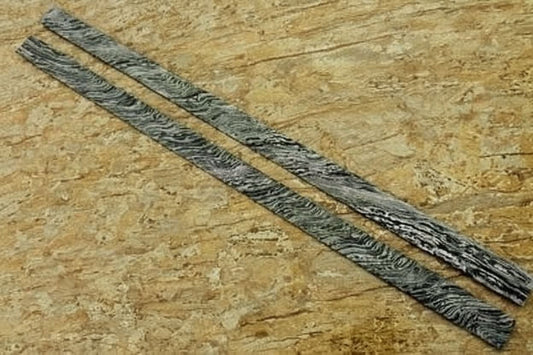 Handmade Damascus Steel 27 Inches Forged Billets Pair - Fire Storm Pattern /Raw Materials for Knife Making DK-0169