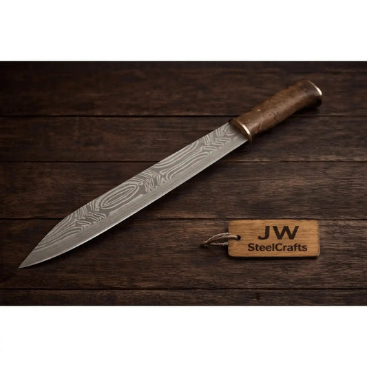 Handmade Viking Seax Knife Damascus Steel Blade 16 Inch Fixed Blade