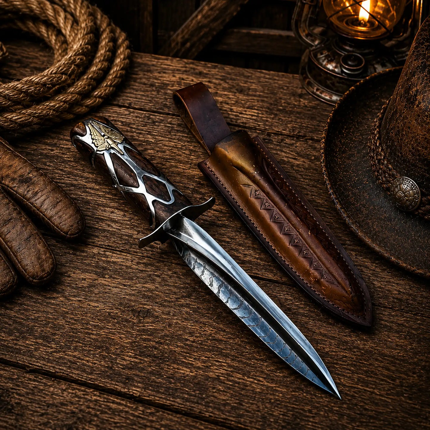 Subtle Knife Replica Wood Handle with Brass & Silver Details