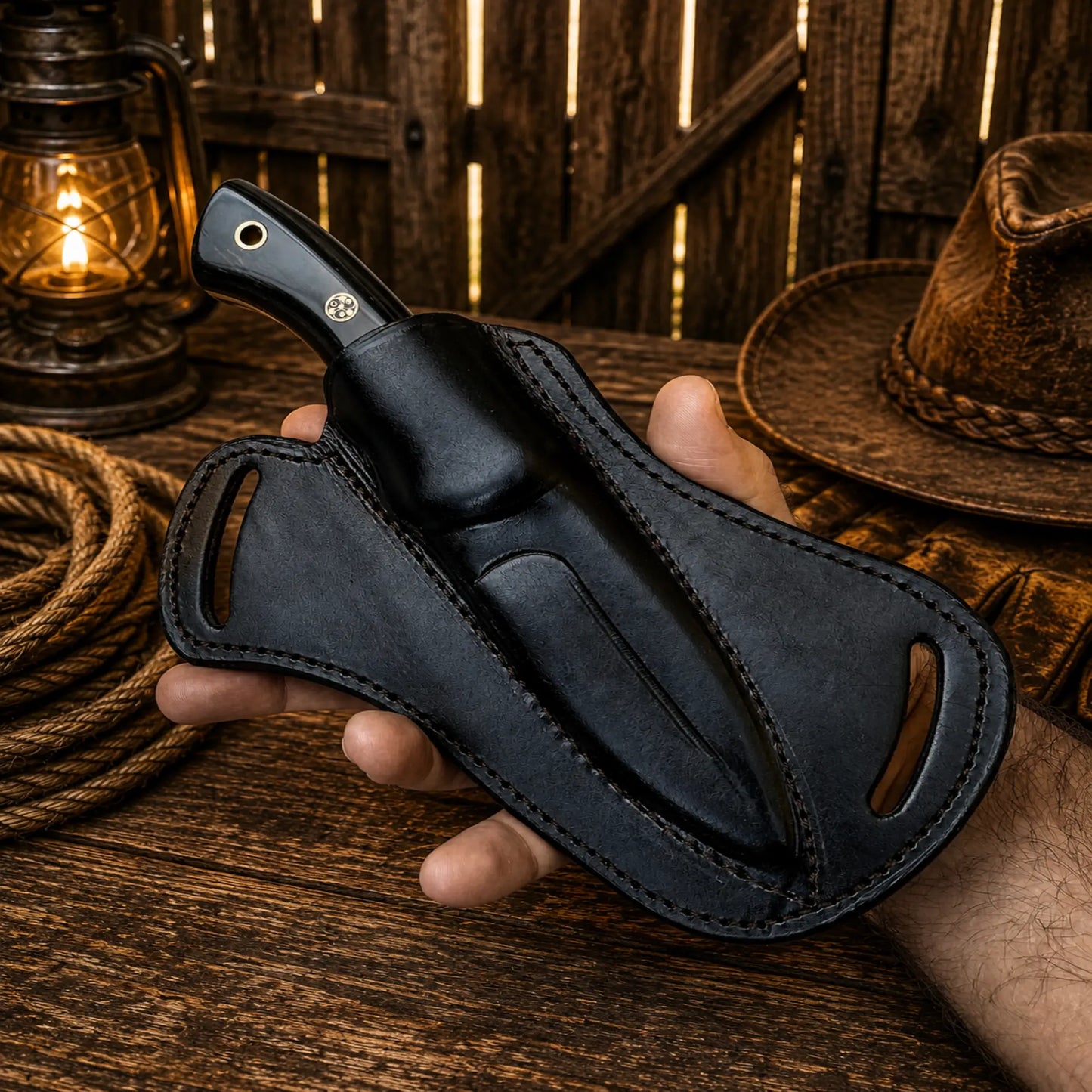 Hunting Knife Hand Forged Steel Blade with Leather Sheath