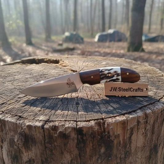 Custom Skinner Knife Deer Antler Rosewood Handle
