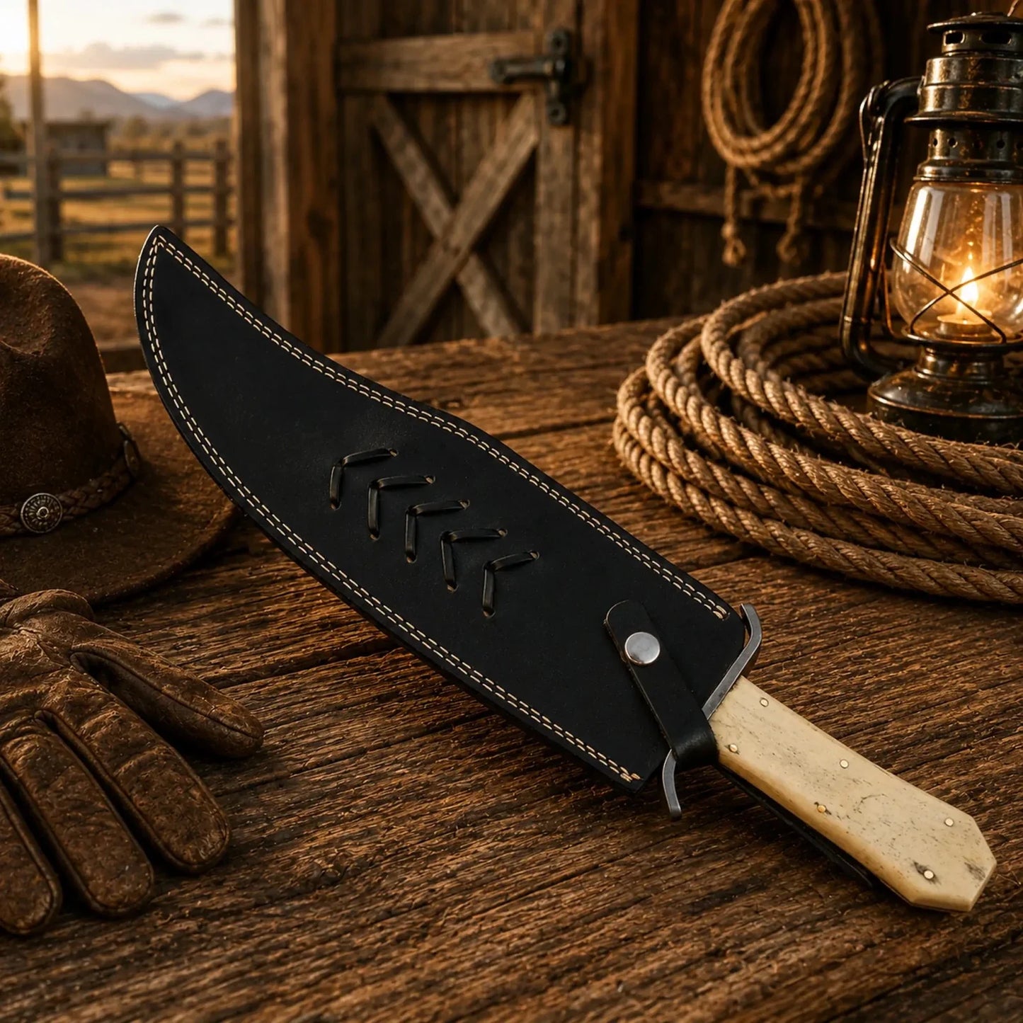 Juan Padillo Bowie Knife 5160 Spring Steel Bone Handle