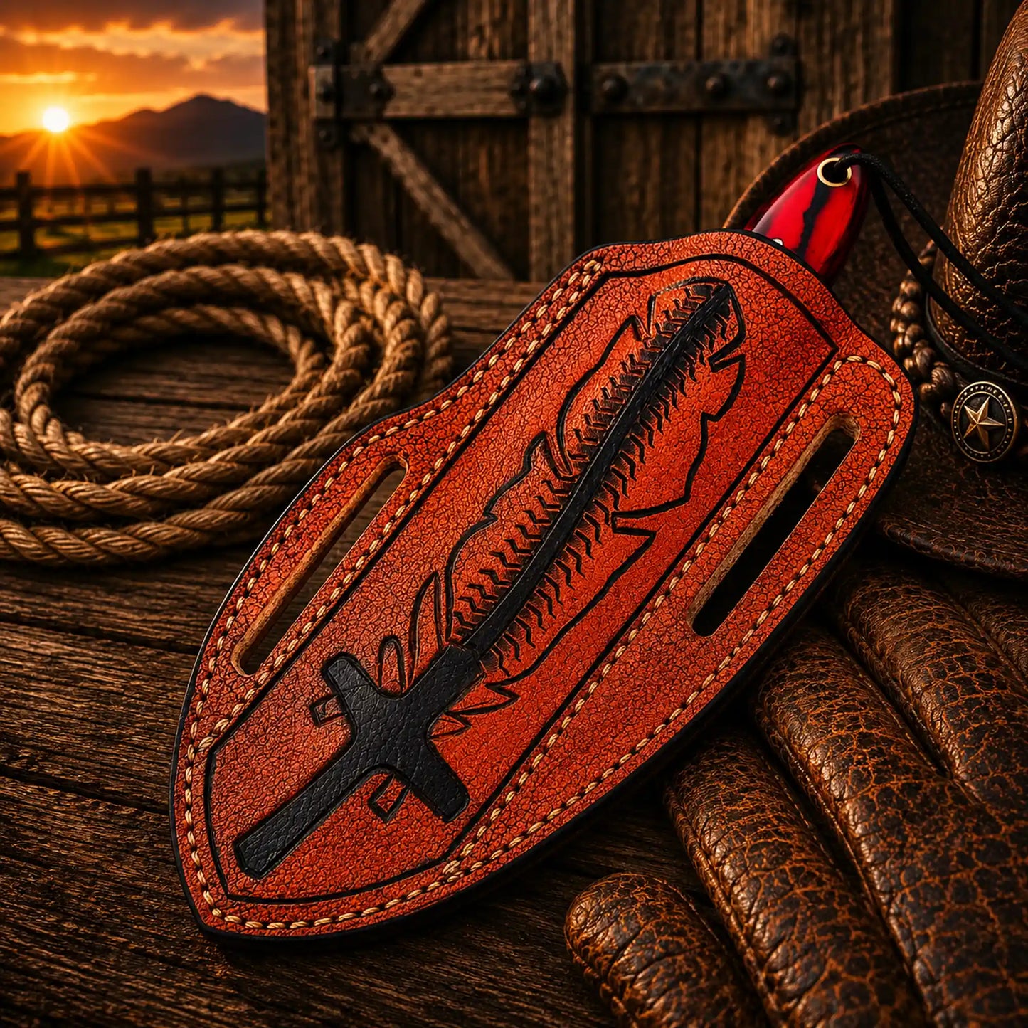 Custom Pancake Sheath Knife – Rasp File Blade Resin Handle