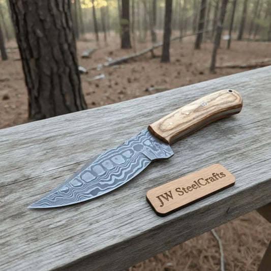 Custom Made Skinner Knife with Premium Wood Handle – Handmade Hunting Blade
