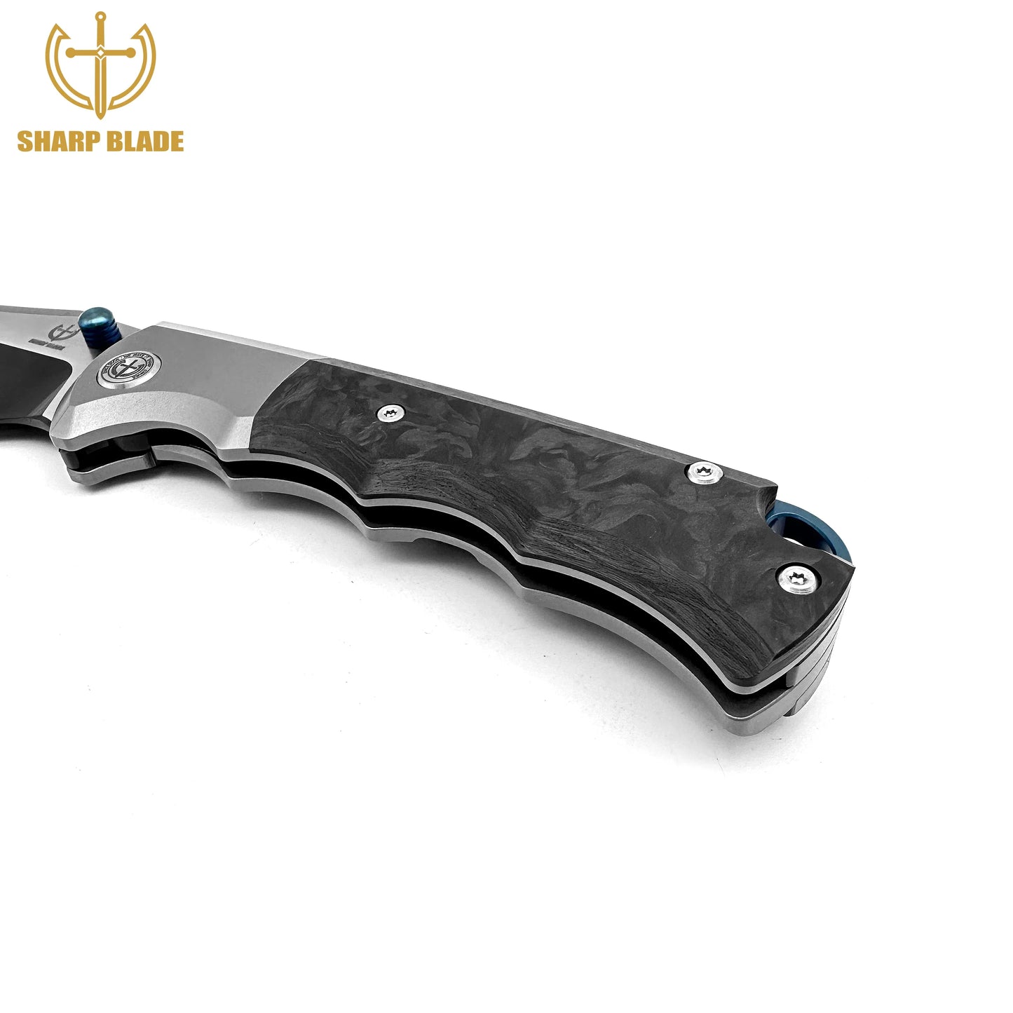 Sharp Blade - M390 Folding Knife Titanium Carbon Fiber Handle Premium Pocket Knife